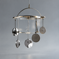 TRENDOI hanging mobile with circular frames and reflective suspended discs against a plain gray background.